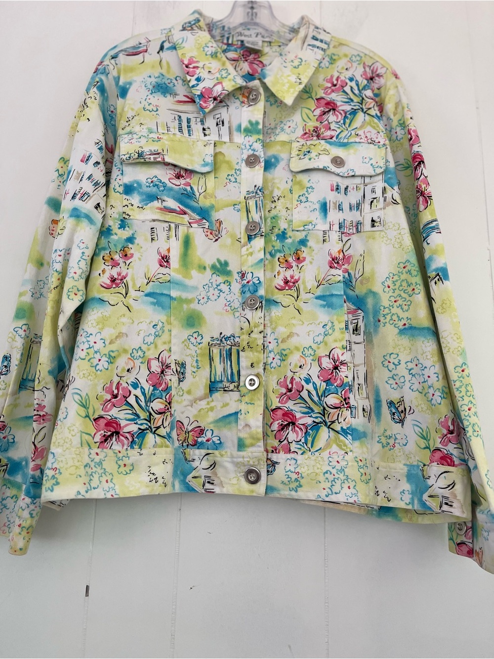 West Palm Scenic View Button-Front Colorful Jacket Resort Wear Size 2X - Picture 10 of 14